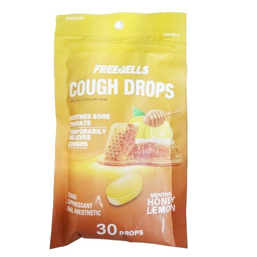 FREEGELLS COUGH DROPS MENTHOL HONEY LEM