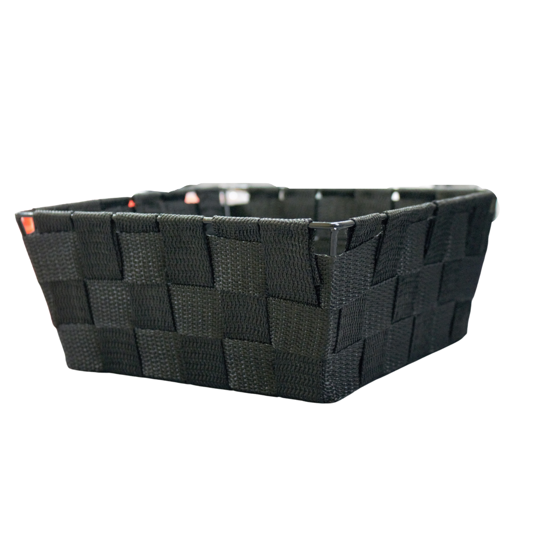 Woven Square Basket, Black, 8" x 8"
