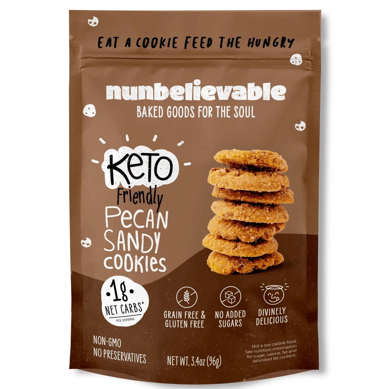 NUNBELIEVABLE COOKIES PECAN SANDY 3.4oz