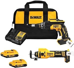 DEWALT 20V MAX XR Brushless Drywall Screw Gun and Cut-Out Tool Combo Kit with 2 Batteries and Charger Included (DCK265D2)