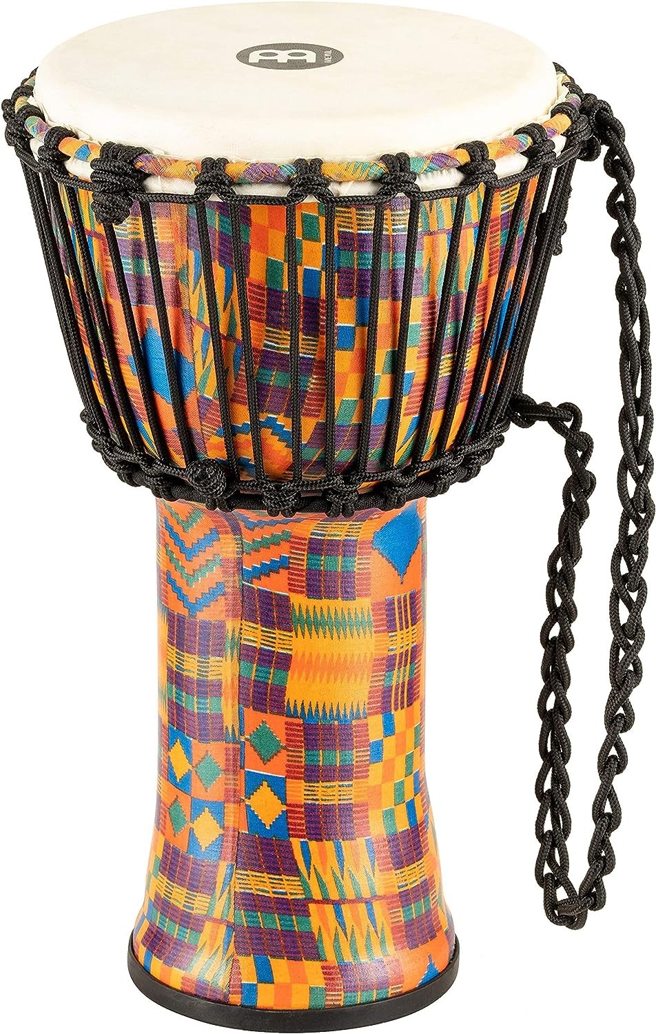 Meinl Percussion Rope Tuned Travel Series Djembe, 10-inch, Goat Head, Kenyan Quilt