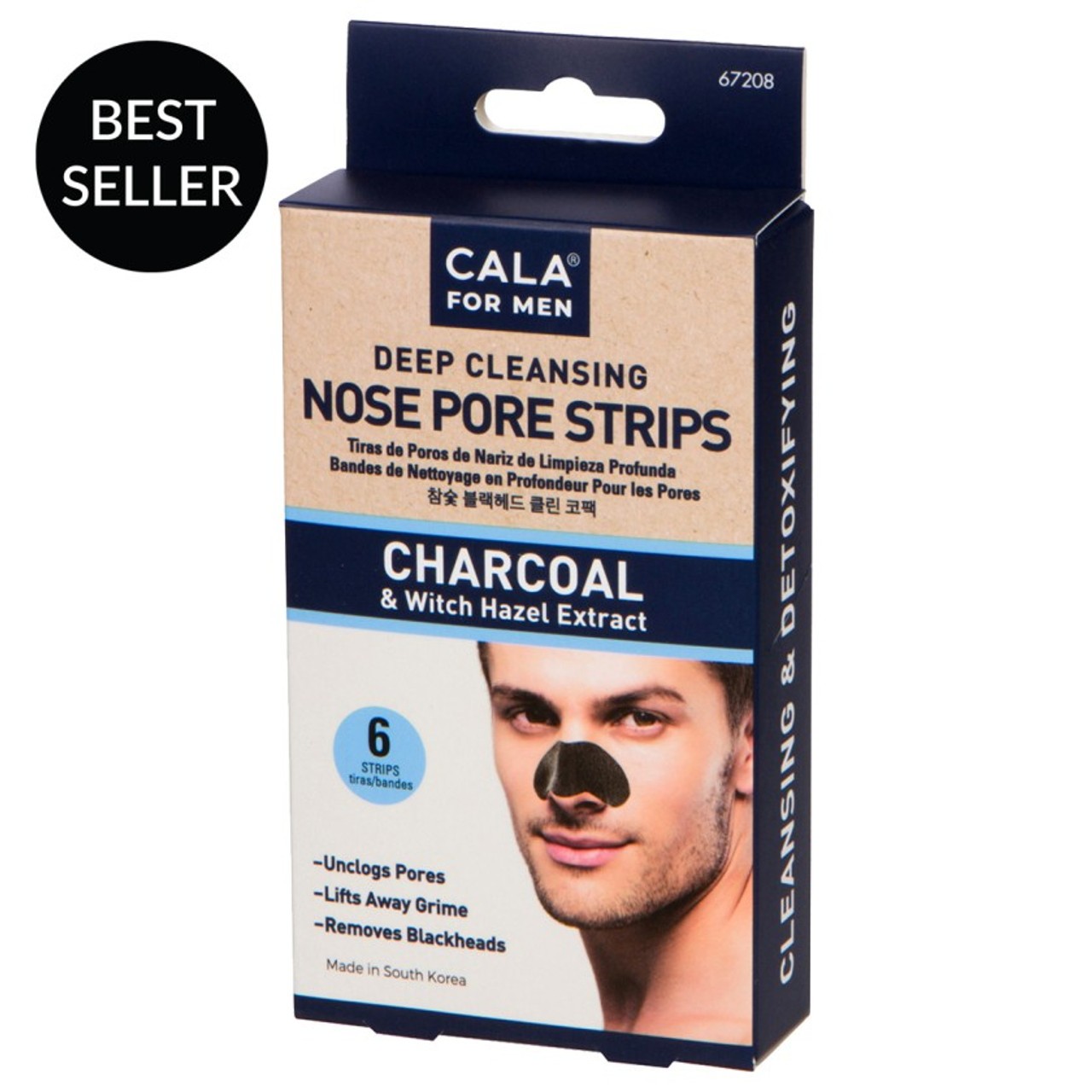Cala For Men Deep Cleansing Charcoal Nose Strips, 6 pcs