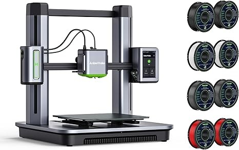 The AnkerMake M5 3D Printer Bundle Comes with 16 kg of AnkerMake PLA+ Filament, Including a 4-Pack Each of Black, White, Red and Gray